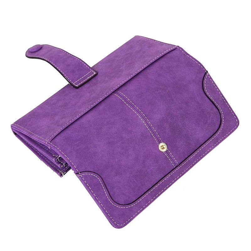 Cynure Women's Vegan Leather 17 Card Slots Card Holder Long Big Bifold Wallet,Purple - Image 4